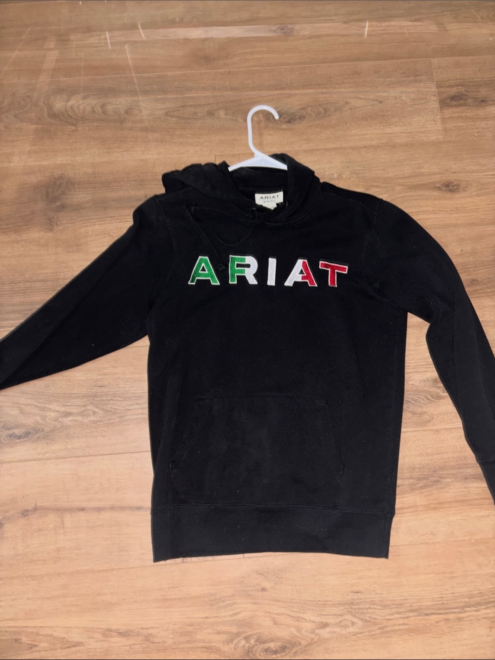 Ariat Black Hoodie with Green, White & Red Lettering